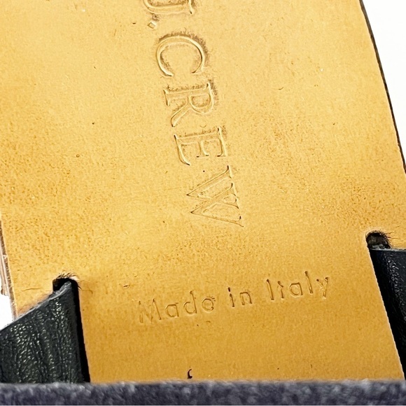 J. Crew Bali Navy Blue Suede Slide on Sandals Size 7 Leather Sole Made in Italy - Picture 5 of 7